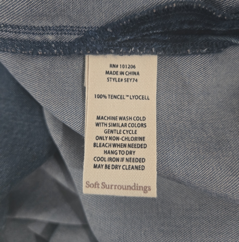NWT Soft Surroundings Je Veux Short Sleeve Denim Relaxed Shirt Dress Maxi 3X - Picture 10 of 10